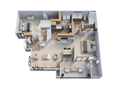 Floor plan for 2 beds, 2 baths, 1150 sqft
